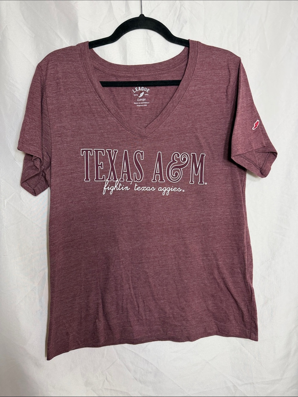 League Texas A&M Fightin Texas Aggies V-Neck T Shirt Maroon Women's L